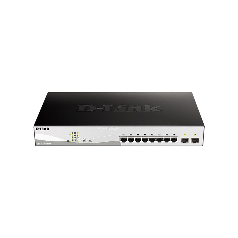 Commutateur - C2+ - intelligent - 8 x 10 - 100 - 1000 (PoE+) + 2 x Gigabit SFP - de bureau, Mo... (DGS-1210-10MP/E)_1