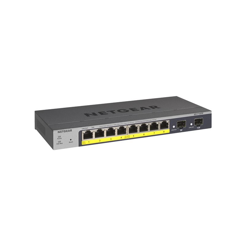 Commutateur - intelligent - 8 x 10 - 100 - 1000 (PoE) + 2 x SFP - de bureau, fixation murale - ... (GS110TP-300EUS)_1
