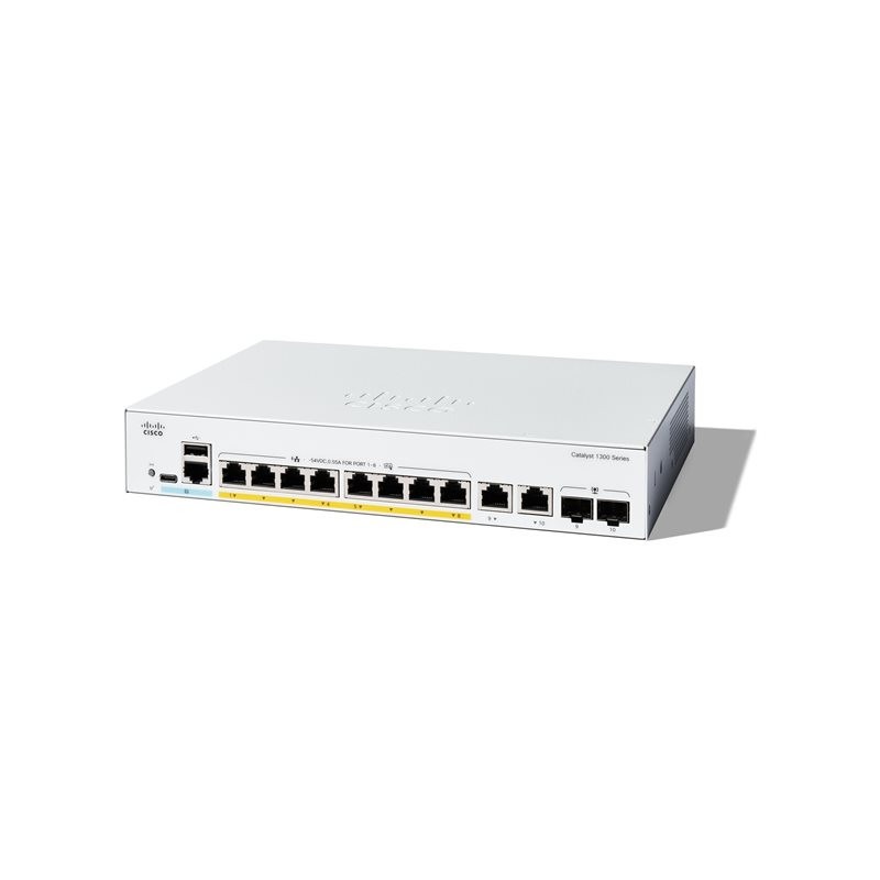 Commutateur - C3 - Géré - 8 x 10 - 100 - 1000 (PoE+) + 2 x combinaison Gigabit SFP - RJ-45 - Mon... (C1300-8P-E-2G)_1
