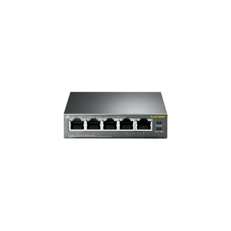 TP-LINK - 5-Port 10 - 100Mbps Desktop Switch with 4-Port PoE, 5 10 - 100Mbps RJ45 ports including 4... (TL-SF1005P)_1