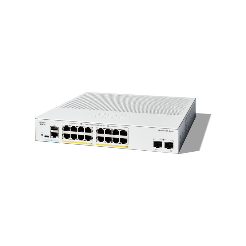 Commutateur - C3 - Géré - 16 x 10 - 100 - 1000 (PoE+) + 2 x Gigabit SFP - Montable sur rack - PoE... (C1300-16P-2G)_1