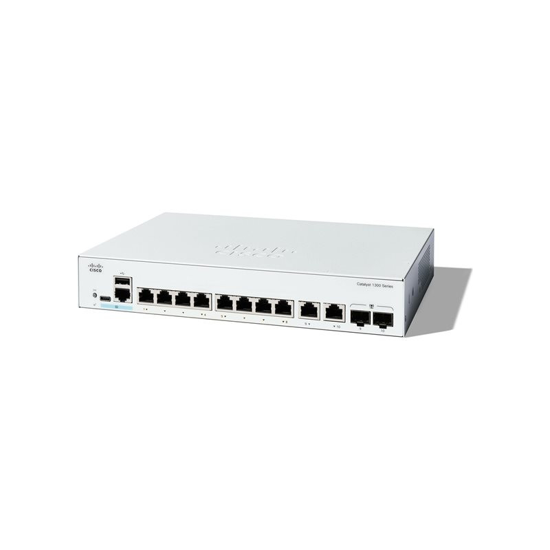 Commutateur - C3 - Géré - 8 x 10 - 100 - 1000Base-T + 2 x combinaison Gigabit SFP - RJ-45 - Mont... (C1300-8T-E-2G)_1