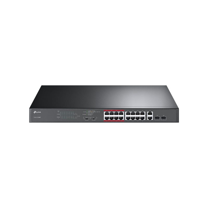 Commutateur - non géré - 16 x 10 - 100 (PoE+) + 2 x 10 - 100 - 1000 + 2 x SFP Gigabit combiné - Mo... (TL-SL1218MP)_1