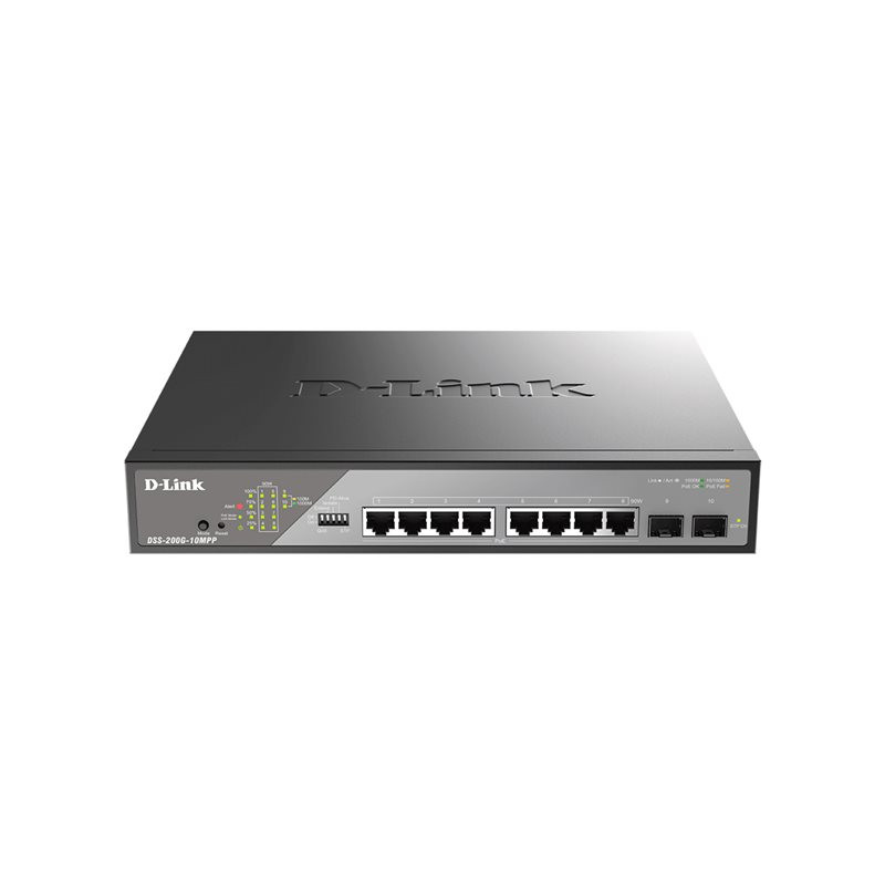 Commutateur - Géré - 8 x 10 - 100 - 1000 (PoE) + 2 x Gigabit SFP - Montable sur rack - PoE (2... (DSS-200G-10MPP/E)_1