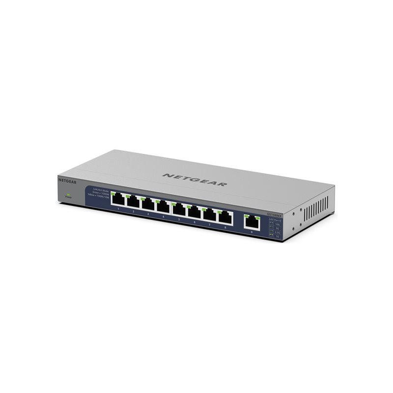Commutateur - non géré - 8 x 10 - 100 - 1000 + 1 x 10Gb Ethernet - de bureau, fixation murale -... (GS108MX-100EUS)_1