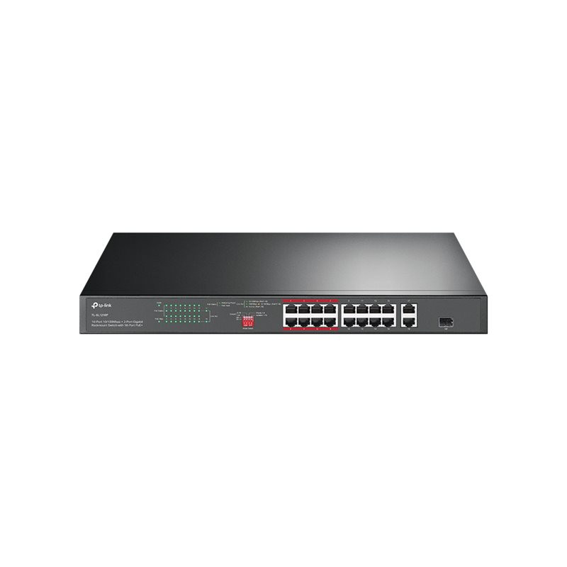 V1 - commutateur - non géré - 16 x 10 - 100 (PoE+) + 2 x 10 - 100 - 1000 + 1 x SFP Gigabit combiné ... (TL-SL1218P)_1