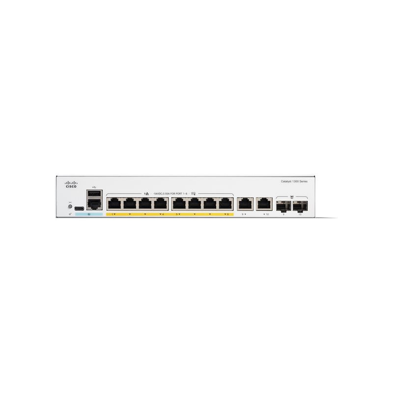 Commutateur - C3 - Géré - 8 x 10 - 100 - 1000 (PoE+) + 2 x combinaison Gigabit SFP - RJ-45 - ... (C1300-8P-E-2G-RF)_1