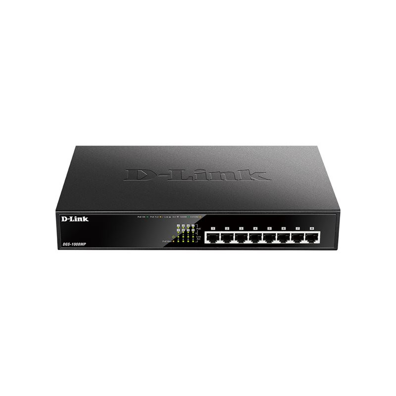 8-Port 10 - 100 - 1000Mbps PoE+ - 30 watts par port max - Budget PoE 140W (DGS-1008MP)_1
