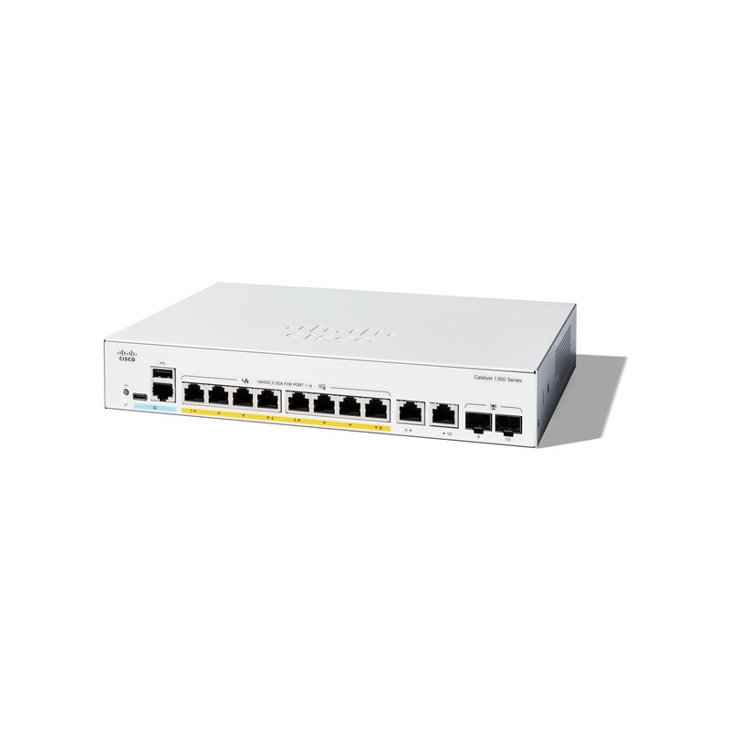 Commutateur - C3 - Géré - 8 x 10 - 100 - 1000 (PoE+) + 2 x combinaison Gigabit SFP - RJ-45 - M... (C1300-8FP-2G-RF)_1