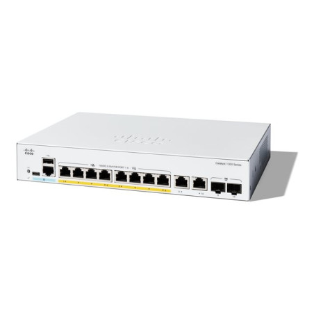 Commutateur - C3 - Géré - 8 x 10 - 100 - 1000 (PoE+) + 2 x combinaison Gigabit SFP - RJ-45 - M... (C1300-8FP-2G-RF)_1