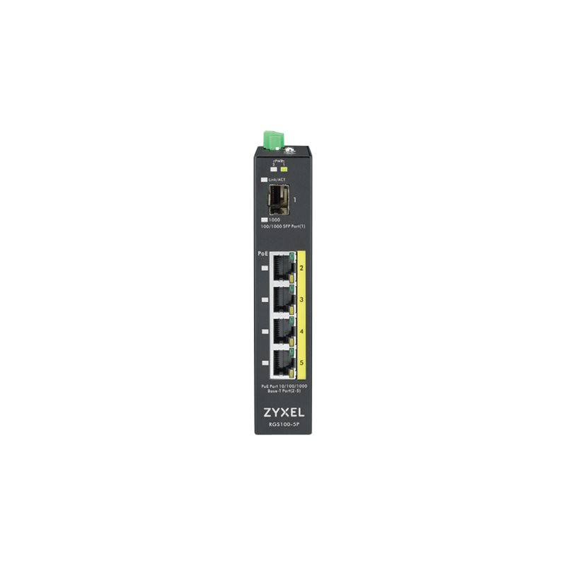 Commutateur - non géré - 4 x 10 - 100 - 1000 (PoE+) + 1 x Fast Ethernet - Gigabit SFP - Mont... (RGS100-5P-ZZ0101F)_1