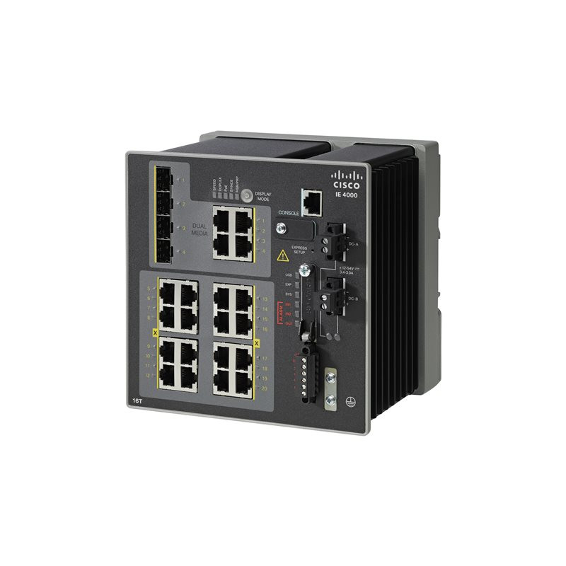 Commutateur - Géré - 16 x 10 - 100 + 4 x SFP Gigabit combiné - Montage sur rail DIN - DC power... (IE-4000-16T4G-E)_1