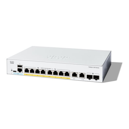 Commutateur - C3 - intelligent - 8 x 10 - 100 - 1000 (PoE+) + 2 x combinaison Gigabit SFP - RJ-4... (C1200-8P-E-2G)_1