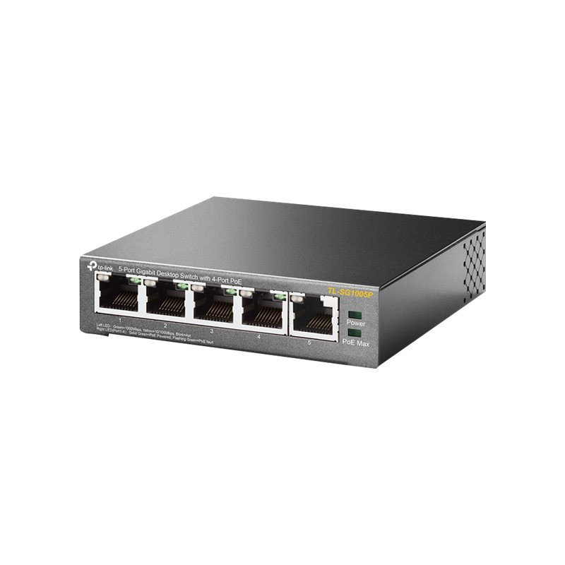 TP-LINK - 5-Port Gigabit Desktop Switch with 4-Port PoE, 5 Gigabit RJ45 ports including 4 PoE ports... (TL-SG1005P)_1