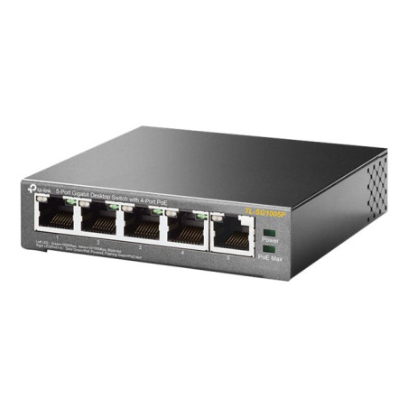 TP-LINK - 5-Port Gigabit Desktop Switch with 4-Port PoE, 5 Gigabit RJ45 ports including 4 PoE ports... (TL-SG1005P)_1