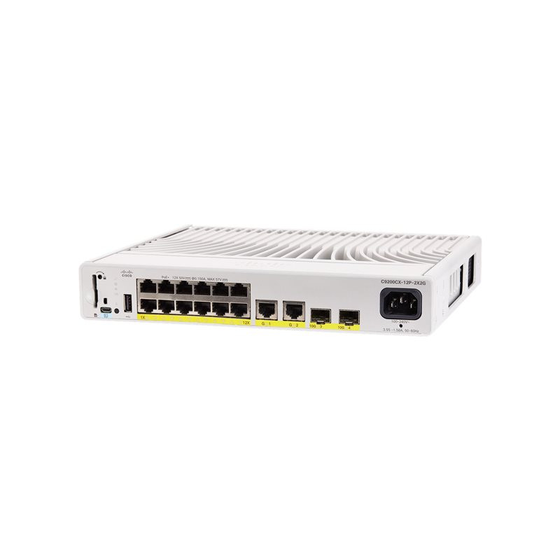 Network Essentials - commutateur - compact - C3 - Géré - 12 x 10 - 100 - 1000 (PoE+) + 2 x ... (C9200CX12P2X2GE-RF)_1