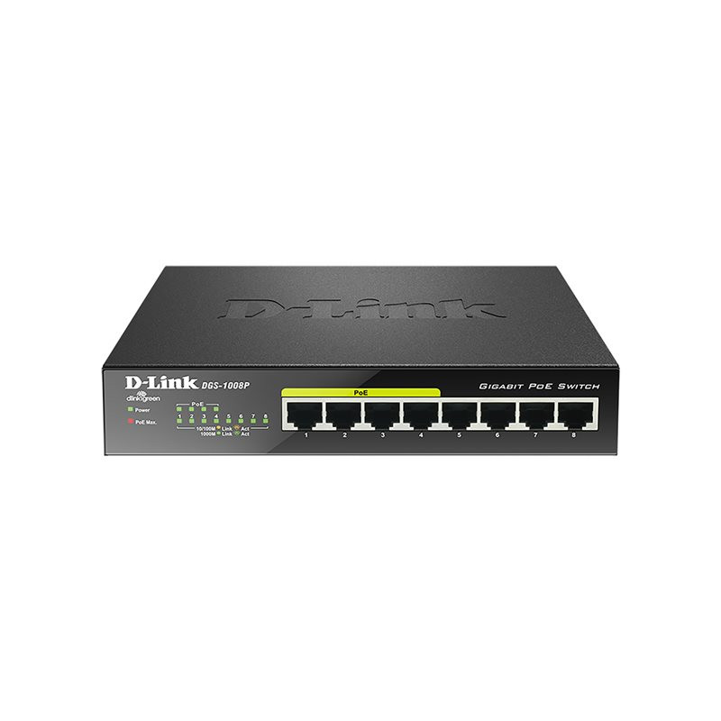 D-Link DGS 1008P - Commutateur - non géré - 4 x 10 - 100 - 1000 (PoE) + 4 x 10 - 100 - 1000 - de b... (DGS-1008P/E)_1